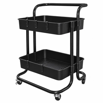 Етажерка на колесах Modern Home "Comfort" 2 яруса 41 х 39 х 59 см (WW01356-BL) Чорна