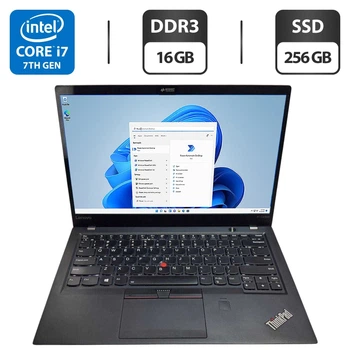 Ноутбук Б-клас Lenovo ThinkPad X1 Carbon Gen5 / 14" (1920x1080) IPS / Intel Core i7-7600U (2 (4) ядра по 2.8 - 3.9 GHz) / 16 GB DDR3 / 256 GB SSD / Intel HD Graphics 620 / WebCam / Fingerprint б/в
