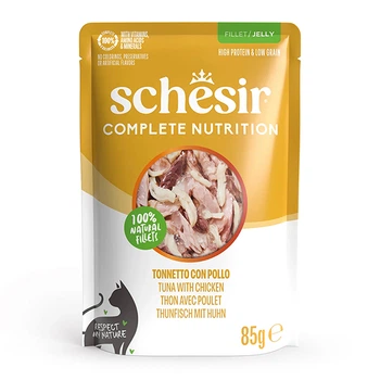 Влажный корм в желе натуральные консервы для котов Schesir Tuna and Chicken тунец с куриным филе 85 г (171016)