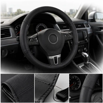 Чохол обплетення на кермо Elegant Comfort L 39-4/10,5 см обхват Шкіра Гладка і Перфорація Чорна (EL105 008)