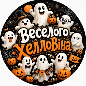 Міні банер артборд 50 см Веселого Хелловіна Компанія привидів Чорний і білий