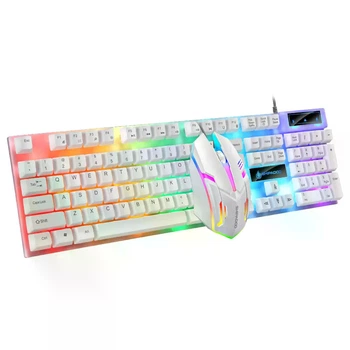 Ігровий дротовий комплект JOMAA SHIPADOO D500 клавіатура механічна + мишка з RGB Підсвіткою Білий