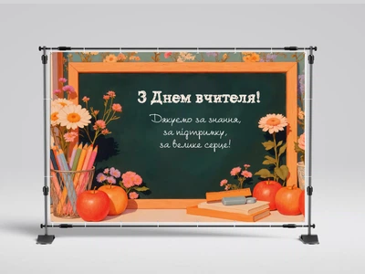 Банер " З Днем Вчителя! Дякуємо за підтримку " 3000х2000 мм + тубус