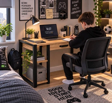 Стіл для роботи та навчання Loft з шухлядою і полицями
