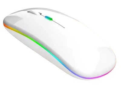 Бездротова Безшумна мишка 2.4G + Bluetooth Вбудований акумулятор RGB підсвітка Біла