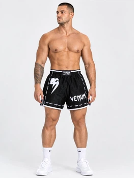 Шорти спортивні "Venum" для боксу та фітнесу чорні з білим XL