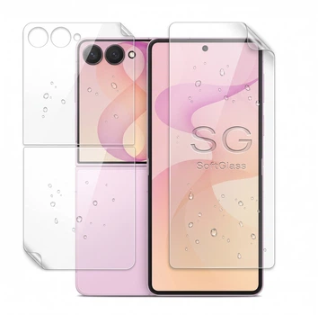 Пленка для Samsung Flip 8 комплект: для передней и задней панели износоустойчивая полиуретановая SoftGlass