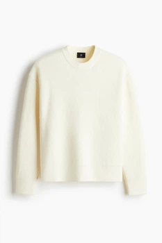 Джемпер вязаный для мужчины H&M Loose fit 0665287-8 M молочный