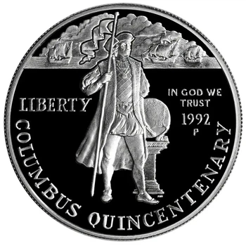 Колекційна срібна монета “Liberty – Христофор Колумб ” PROOF 26,73 г 1992 рік