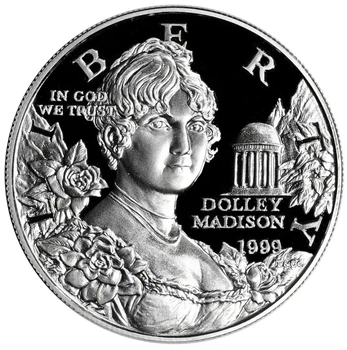 Колекційна срібна монета “Liberty – Доллі Медісон” PROOF 26,73 г 1999 рік