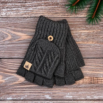 Женские митенки одинарные S-L серые (25-34)