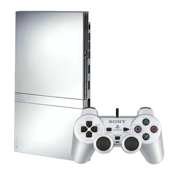 Набір Консоль Sony PlayStation 2 Slim SCPH-7xxx Limited Edition Chip Silver Б/У + Геймпад Дротовий DualShock 2