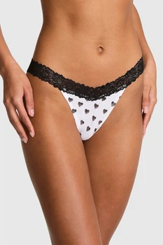 Трусики стринг Victoria's Secret 3(M) Черно-белый (156514)