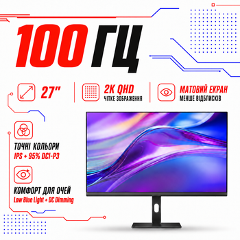 Монитор 27″ 2K Xiaomi Redmi A27Q 2025 – 100 Гц, IPS, HDR10, черный
