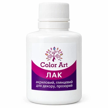 Лак акриловий глянцевий ColorArt LA1 прозорий 20 мл для покриття алмазної мозаїки та картин акриловими фарбами захист готових робіт фінішне покриття для картин з алмазної мозаїки засіб для рукоділля та творчості