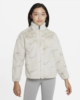 Куртка подростковая Nike Sportswear Big Kids' Faux Fur Jacket XL рост 164 см Белый DV3252-072