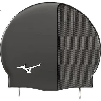 Шапочка для плавания MIZUNO, унисекс, водонепроницаемая, для взрослых с длинными волосами, защита ушей, не сдавливает, увеличенного размера, профессиональная силиконовая шапочка N2CW1S02, черная.