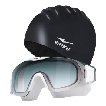Комплект из плавательных очков и шапочки ERKE Unisex Large Frame HD Waterproof Anti-Fog Frameless Prescription с диоптриями.
