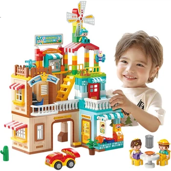 Набор конструктора LEGO FEELO, совместимый с другими конструкторами, для детей, подарок на день рождения, для мальчиков и девочек. Ветряная мельница, вилла, Y42007, ведро.