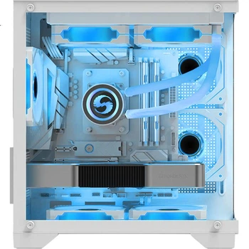 Компьютерный корпус Great Wall Jieji S1W Mini White Seaside View (M-ATX, поддержка водяного охлаждения 240 мм, двустороннее стекло, 7 мест для вентиляторов)