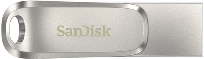 Накопитель SanDisk 64GB USB 3.1 Type-A + Type-C Dual Drive Luxe Серебристый