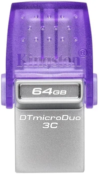 Накопитель Kingston 64GB USB 3.2 Type-A Gen1 + Type-C DT microDuo 3C R200MB/s