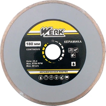 Диск алмазний WERK Ceramics 180х25,4/22,23 мм для різання кераміки WE110122/4232619 (43567)
