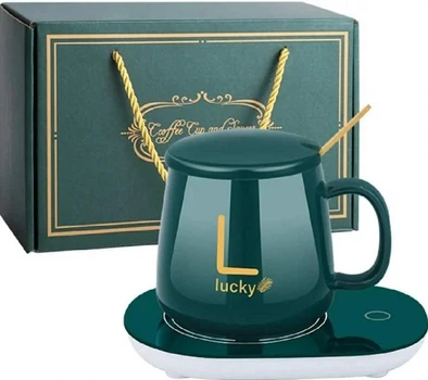 Керамическая кружка Lucky с подогревом на подставке 350 мл Зеленый