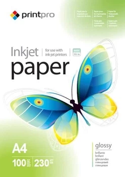 Фотопапір, глянсовий, A4, 230 г/м² PrintPro 000357477