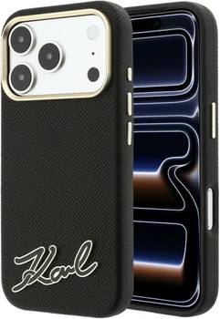Чохол для смартфона Apple iPhone 18 Pro/17 Pro Karl Lagerfeld Grained with Resin Signature Logo MagSafe Black (KLHMP18L6PWKSRSK)