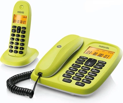 Цифровой беспроводной телефон Motorola, беспроводной стационарный телефон, телефонная трубка «родитель-ребенок» для офиса и дома, дисплей на китайском языке, бесплатная установка и настройка (CL101C, салатовый).