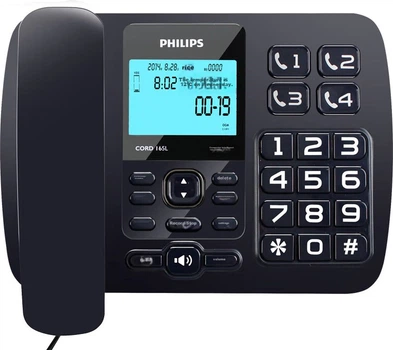 Телефон проводной PHILIPS CORD165L с автоответчиком и памятью, темно-синий