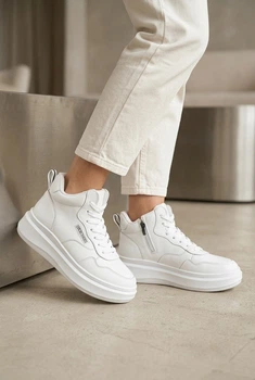 Кроссовки высокие женские Fashion белые из Натуральной кожи 348566_38 (24 см)