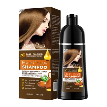 Шампунь-краска для волос SADOER Argan Oil Hair Color Shampoo Каштановый 500 мл, (Z1-04012)