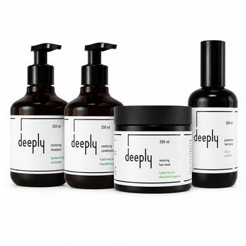 Восстанавливающий набор для сухих и повреждённых волос Deeply Restoring Hair 4 средства 1000 мл