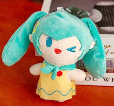 Мягкая игрушка брелок Хацунэ Мику Hatsune Miku жёлтое платье аниме 13 см