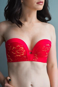Кружевной бюстгальтер анжелика push-up без бретелей 610 Lora Iris красный 75B