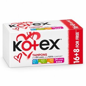 Тампони гігієнічні Kotex Super, 24 шт