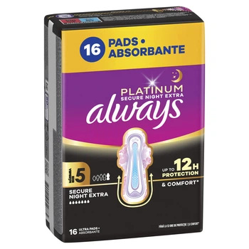 Гігієнічні прокладки Always Platinum Secure Night Extra (Розмір 5) 16 шт