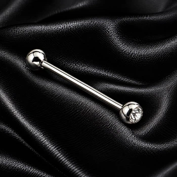 Серьга штанга для индастриал "Белые камни" Asteel шарики 5 мм длина 30 мм
