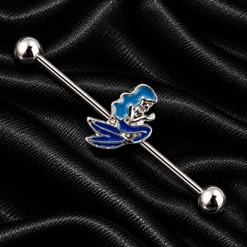 Серьга штанга для индастриал «Русалочка» Asteel