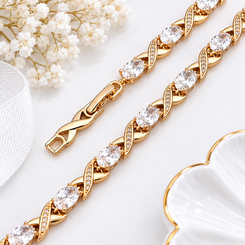Браслет Xuping Jewelry 6мм длина 17-19см медицинское золото позолота 18К 2423