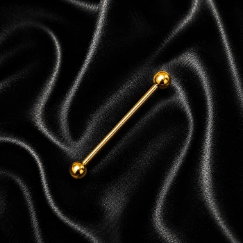 Серьга штанга для индастриал Asteel Золото шарик 5 мм длина 36 мм