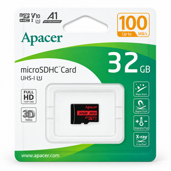 Карта памяти microSDHC Apacer 32 ГБ UHS-I U1 R100, до 100 МБ/с