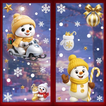 Новорічний декор для вікон та дзеркал Christmas Window Stickers (BQ 673+679)