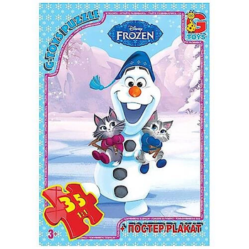 Детские пазлы G-Toys Холодное сердце на 35 элементов с плакатом FR034