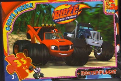 Детские пазлы G-Toys Blaze 35 элементов с постером