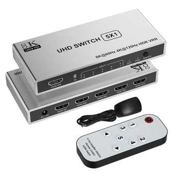 HDMI Switcher Rytaki 5 в 1 Out 8K@60Hz 4K@120Hz Silver