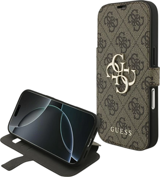 Чохол-книжка Guess Book 4G Metal Logo для Apple iPhone 18 Pro / Apple iPhone 17 Pro Brown (3666339673635)