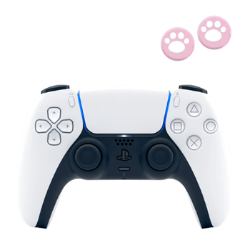 Набір Геймпад Бездротовий Sony PlayStation 5 DualSense White + Накладки на Стіки RMC Cat Paw 4 3 2 1 Xbox Series One 360 Switch 2 Pink
